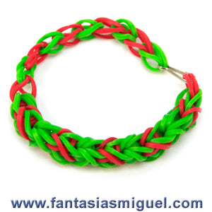 Pulsera Con Ligas Verde- Rojo