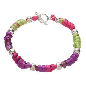 Pulsera Multicolor Con Cuentas Plata