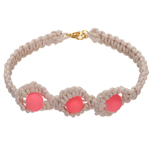 Pulsera Marfil Con Rosa