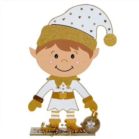 Duende Con Esfera Blanco-Oro