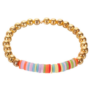 Pulsera Multicolor Con Cuenta Metálica