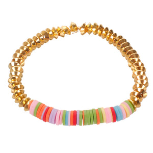 Pulsera Multicolor Con Cuenta Plastica