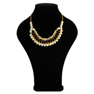Collar Con Perlas Blanco-Negro