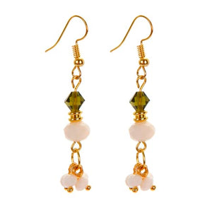 Aretes Con Rondeles Marfil Y Cuenta Preciosa Olivo