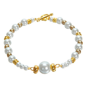 Pulsera De Perlas Y Rondeles Oro