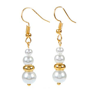 Aretes De Perlas Y Rondel Fino Oro