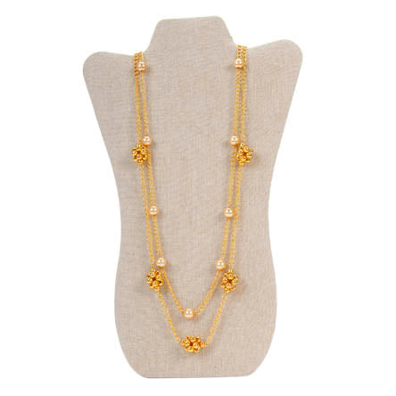 Collar Largo Con Cadena Y Perlas