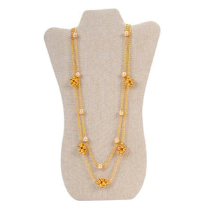 Collar Largo Con Cadena Y Perlas