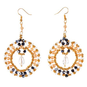 Aretes Redondos De Cristales Y Perlas