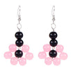 Fantasías Miguel Clave:FC232 Aretes Con Cuentas Brillantes Rosa Y Negro