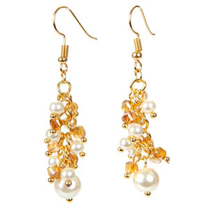 Aretes De Cadena Oro Con Perlas
