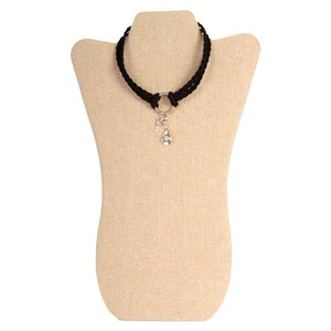 Gargantilla De Cordón Trenzado Negro Con Dije Vaquero