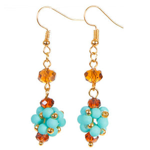 Aretes Con Cuenta Turquesa Y Rondeles Topacio