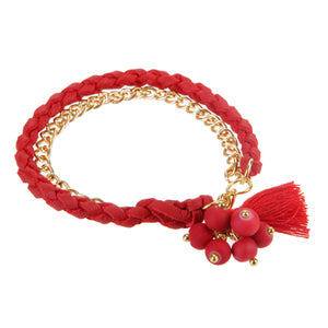Pulsera Con Cordón Rojo Y Cadena