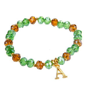 Pulsera De Rondeles Esmeralda Y Topacio Con Letra