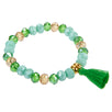 Fantasías Miguel Clave:FC276 Pulsera Con Cristales Menta, Miel Y Esmeralda Con Borla