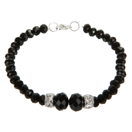 Pulsera De Rondel Negro Y Plata