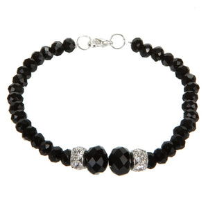 Pulsera De Rondel Negro Y Plata