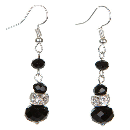 Aretes De Rondel Negro Y Plata