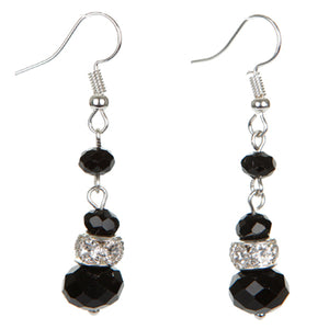 Aretes De Rondel Negro Y Plata