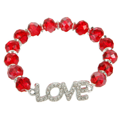 Fantasías Miguel Clave:FC373 Pulsera Con Rondel Rojo Y Dije Love Plata