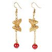 Fantasías Miguel Clave:FC38 Aretes Oro Mariposa Con Cristal Rojo