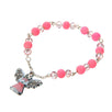 Fantasías Miguel Clave:FC40 Pulsera Decenario Rosa-Plata Con Ángel