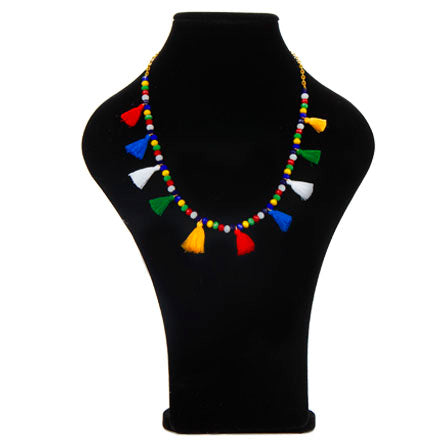Collar Multicolor Con Borlas Y Cadena
