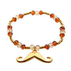 Fantasías Miguel Clave:FC53 Pulsera Oro Con Cuentas Topacio-Miel Y Dije Bigote