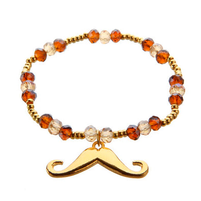 Fantasías Miguel Clave:FC53 Pulsera Oro Con Cuentas Topacio-Miel Y Dije Bigote