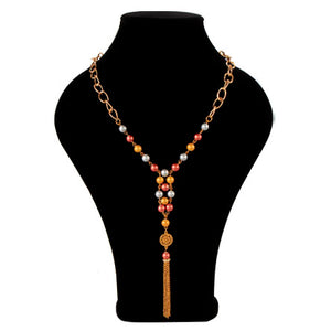 Collar De Cadenas Con Perlas Destello Y Dje Mandala