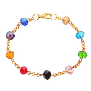 Pulsera De Cadena Con Rondeles Cristal Multicolor