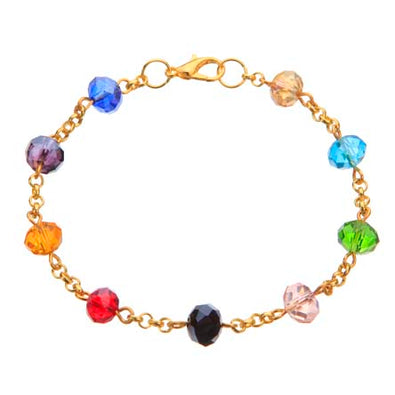 Fantasías Miguel Clave:FC67 Pulsera De Cadena Con Rondeles Cristal Multicolor