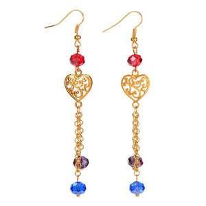 Aretes Largos De Cadena Y Dije Corazón