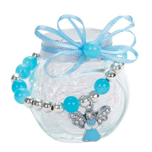 Recuerdo De Bautizo Azul Con Pulsera