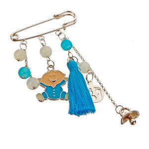 Distintivo Blanco-Azul Con Dijes Baby