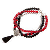 Fantasías Miguel Clave:FC77 Pulsera Triple Negro-Rojo-Plata  Con Borla