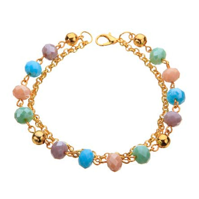 Fantasías Miguel Clave:FC84 Pulsera De Cadena Oro Con Rondeles Multicolr