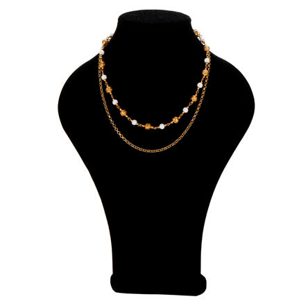 Collar De Cadena Y Engaces Oro Con Cuenta Redonda Caucho