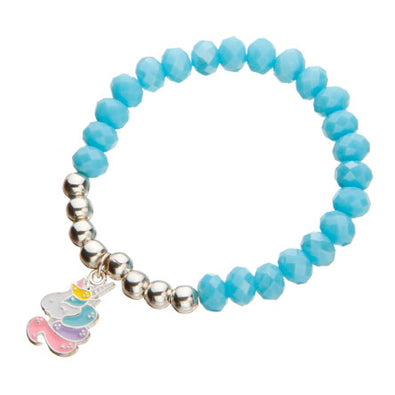 Fantasías Miguel Clave:FC99 Pulsera Azul-Plata Con Dije De Unicornio