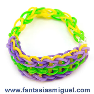 Pulsera Con Ligas Cadena Triple Amarillo-Lima