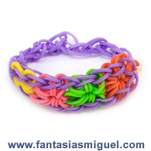 Pulsera Con Ligas Estrella Morado-Rosa-Amarillo