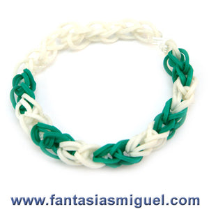 Pulsera Con Ligas Diamante Agua-Blanco