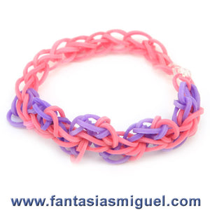 Pulsera Con Ligas Zig-Zag Rosa-Morado