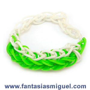 Pulsera Con Ligas Doble Zipper Blanco-Limón