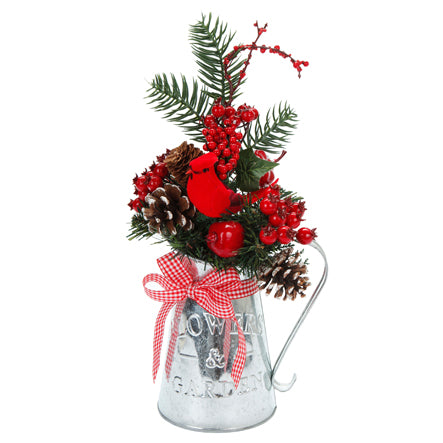 Base De Metal Jarra Navideña Con Cardenal