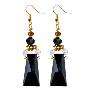 Aretes Con Cuenta Facetada Negro