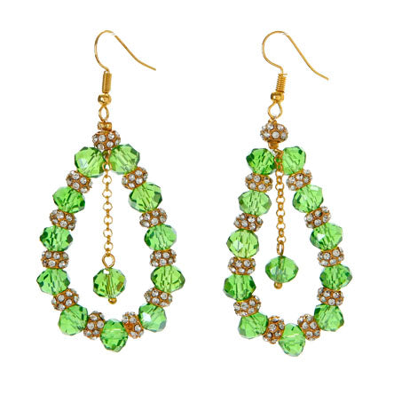 Aretes Con Rondel Esmeralda Y Rondel Con Piedra Oro