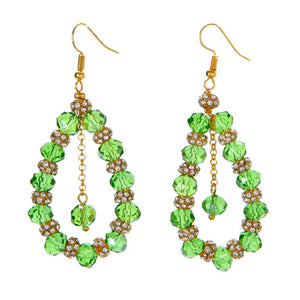 Aretes Con Rondel Esmeralda Y Rondel Con Piedra Oro