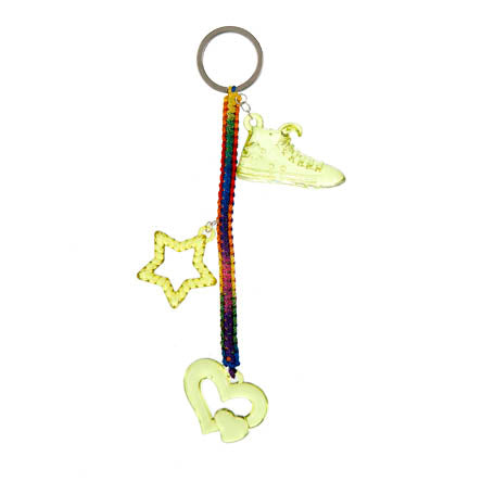 Llavero Con Hilo Espiga Multicolor Y Cuentas Acrílicas